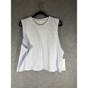 Athleta True Cotton Crop Tank Top XL Light Blue Muscle Tee Athletic NEW